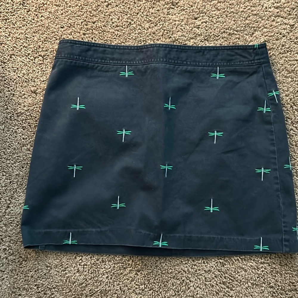 EUC/VGUC J. Crew Embroidered  Dragonfly Navy Skirt